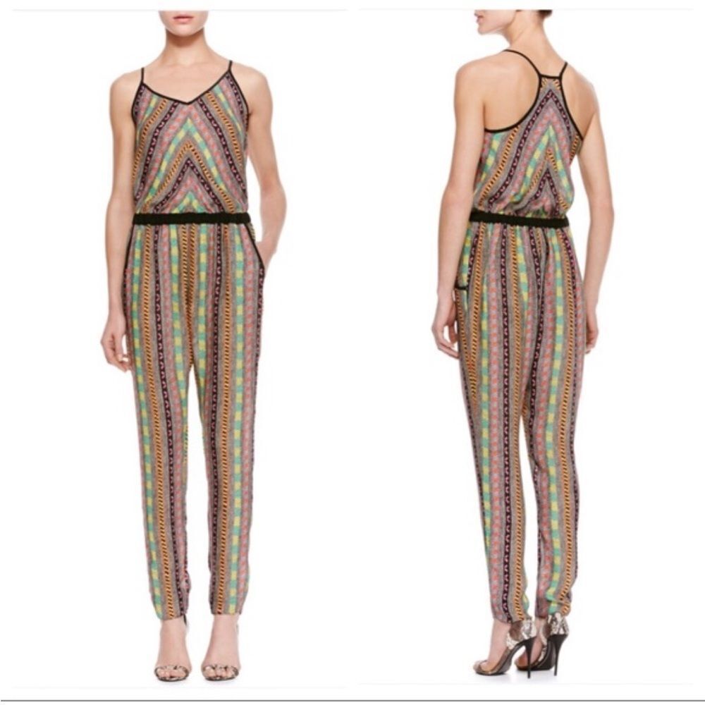 Milly 100% silk Multicolor Striped Jumpsuit, US4